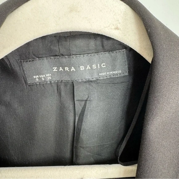Zara Black Tuxedo Blazer Cropped Jacket Size Small